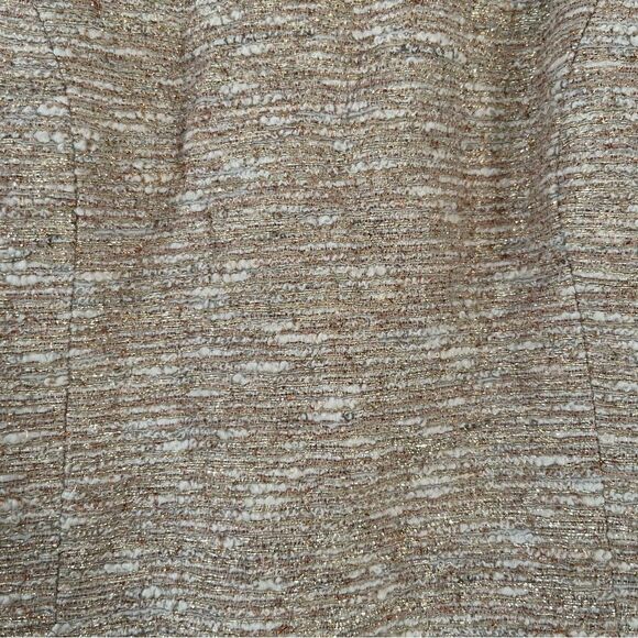 Zara Cream Gold Metallic Thread Fit & Flair Sleeveless Dress - Picture 6 of 8